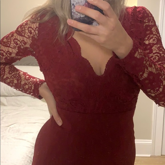 Red Lace Dress - Picture 3 of 5
